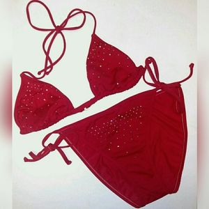 💥💥 SOLD 💥💥Jeweled & Studded Red Bikini